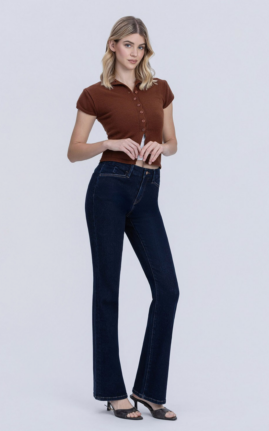 High Rise Seamless Waistband Bootcut Jeans
