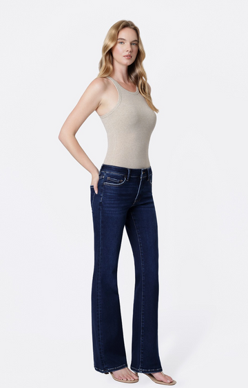 Low Rise Full Length Dark Wash Bootcut Jeans