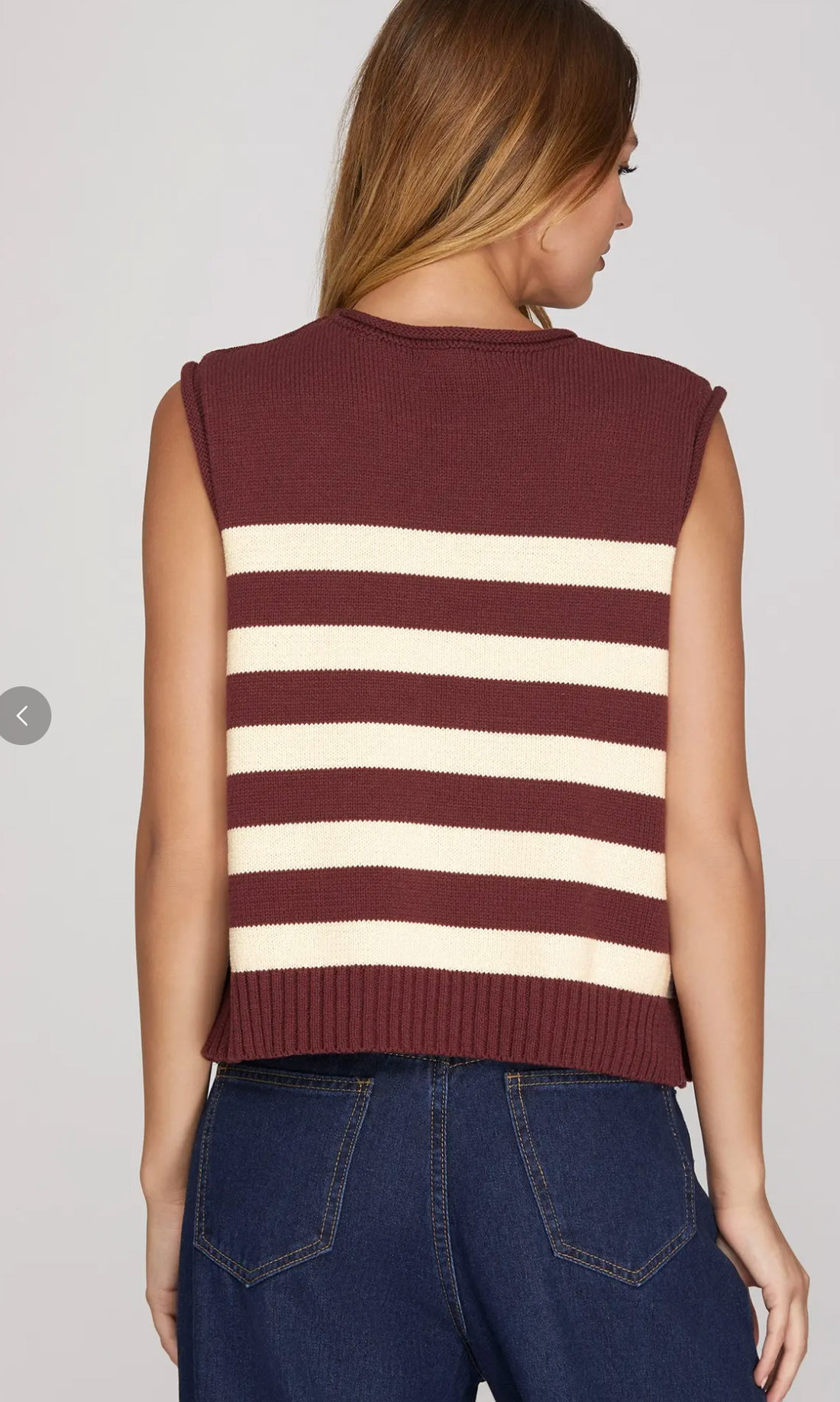 Striped Sweater With Detail Gold Buttons