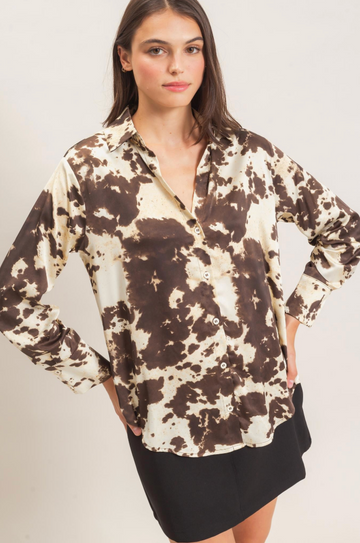 Satin Cow Printed Blouse