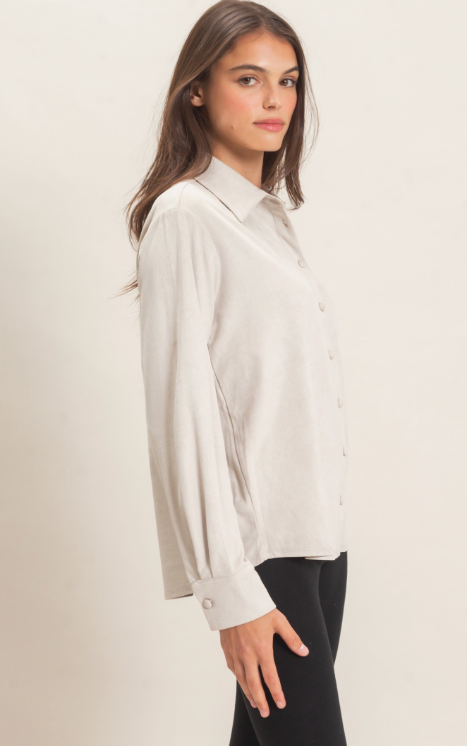 The Perfect Suede Button-Up Top