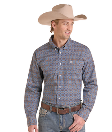 Men's Medallion Print Button Down