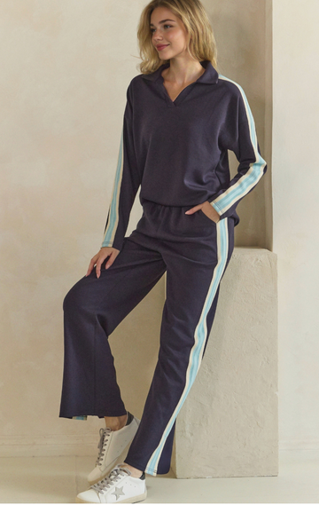 Comfortable Two-Piece Trim Detailed Set