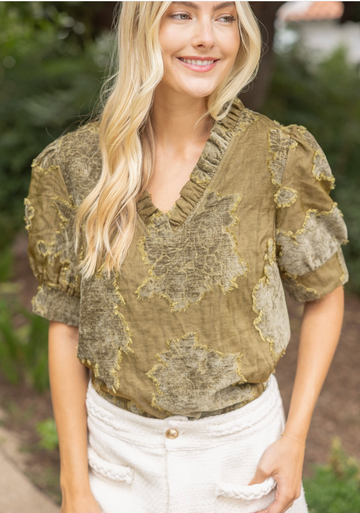 Romance Ruffled Textured Blouse