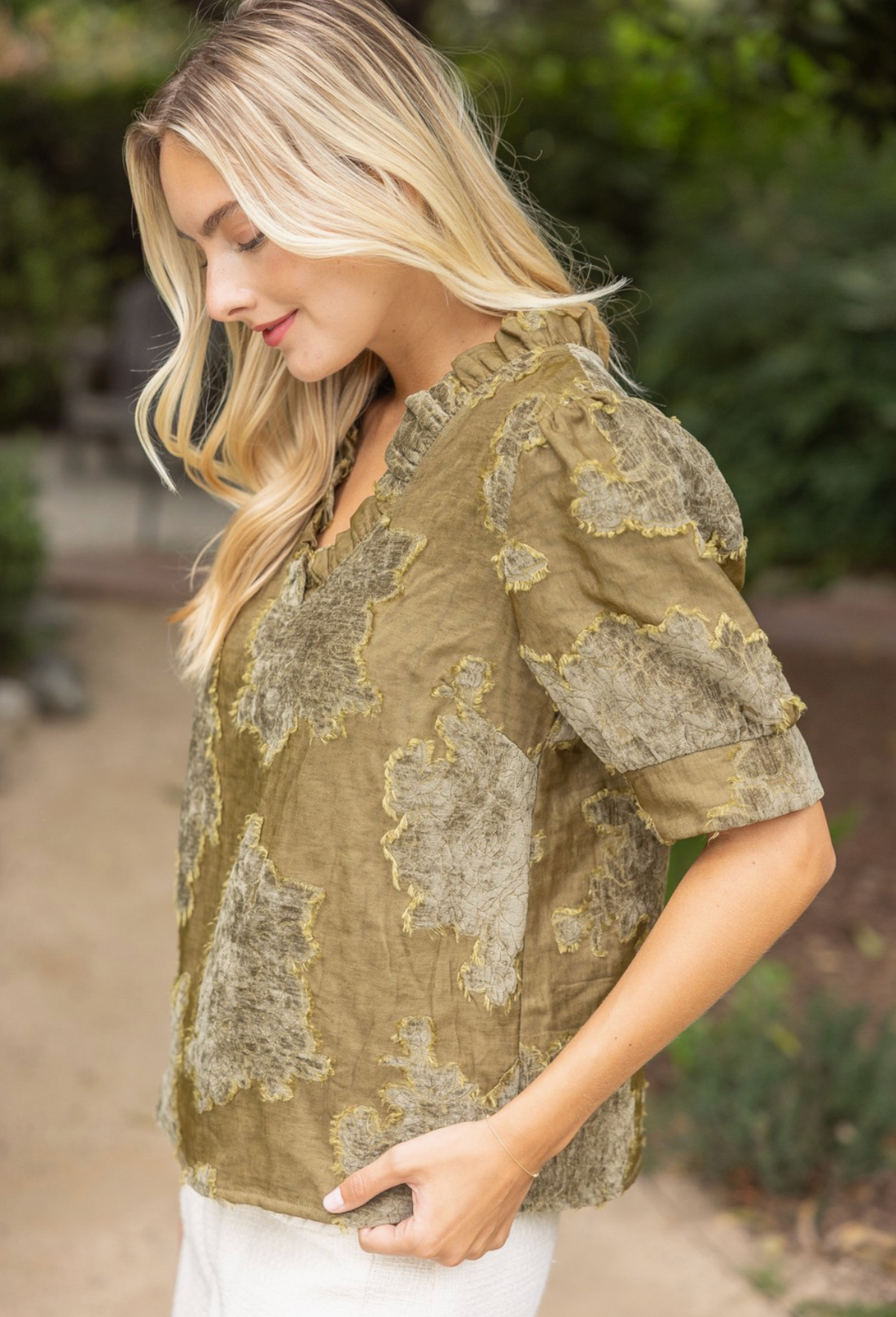 Romance Ruffled Textured Blouse