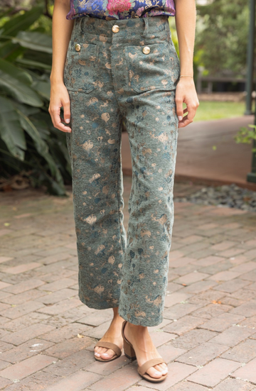 Velvet Jacquard Wide Leg Pants