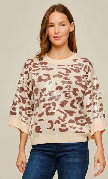 Sequined Leopard Top