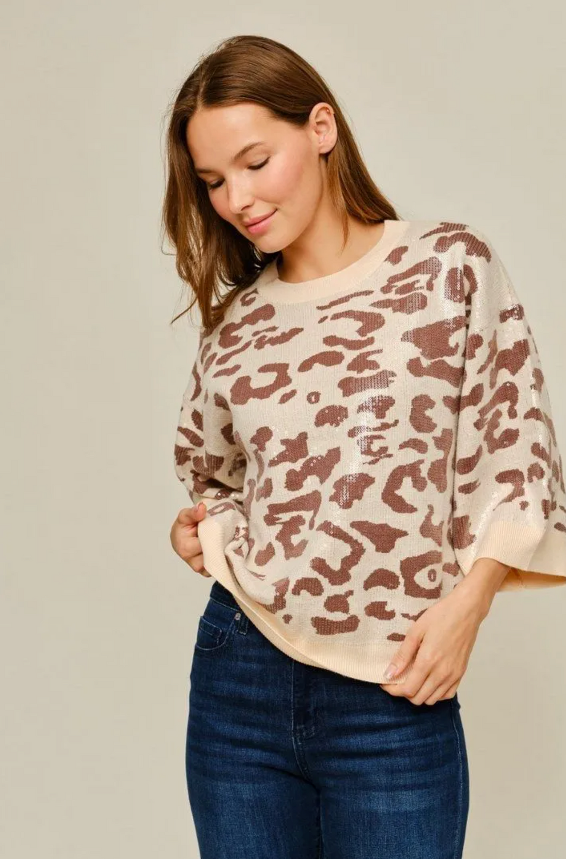 Sequined Leopard Top