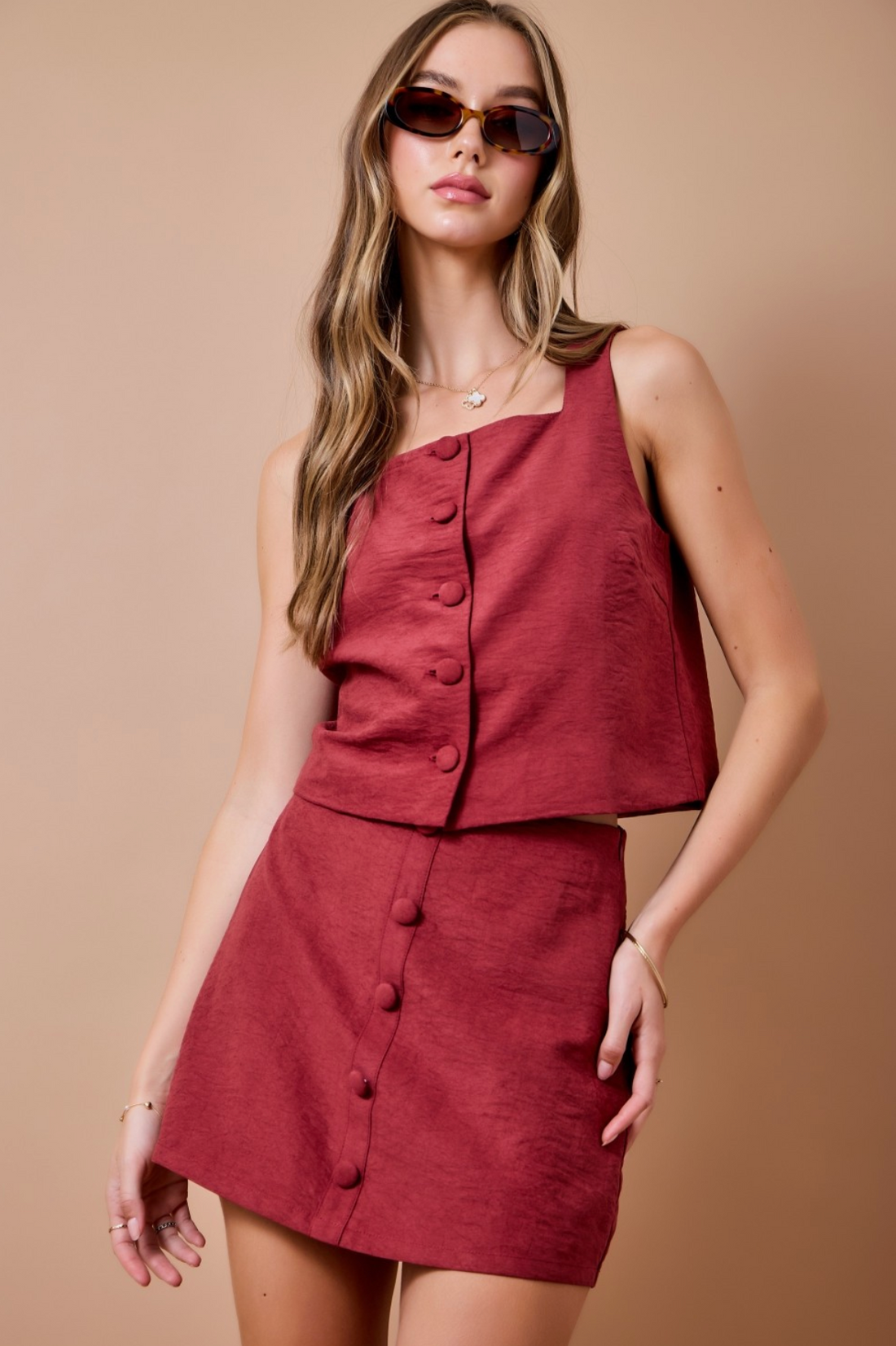 Game Day Suede Button Down Skort Set