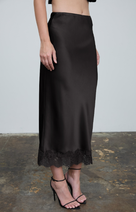 Satin Lace Trim Skirt