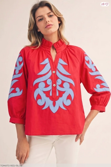 Game Day Baroque Applique Top