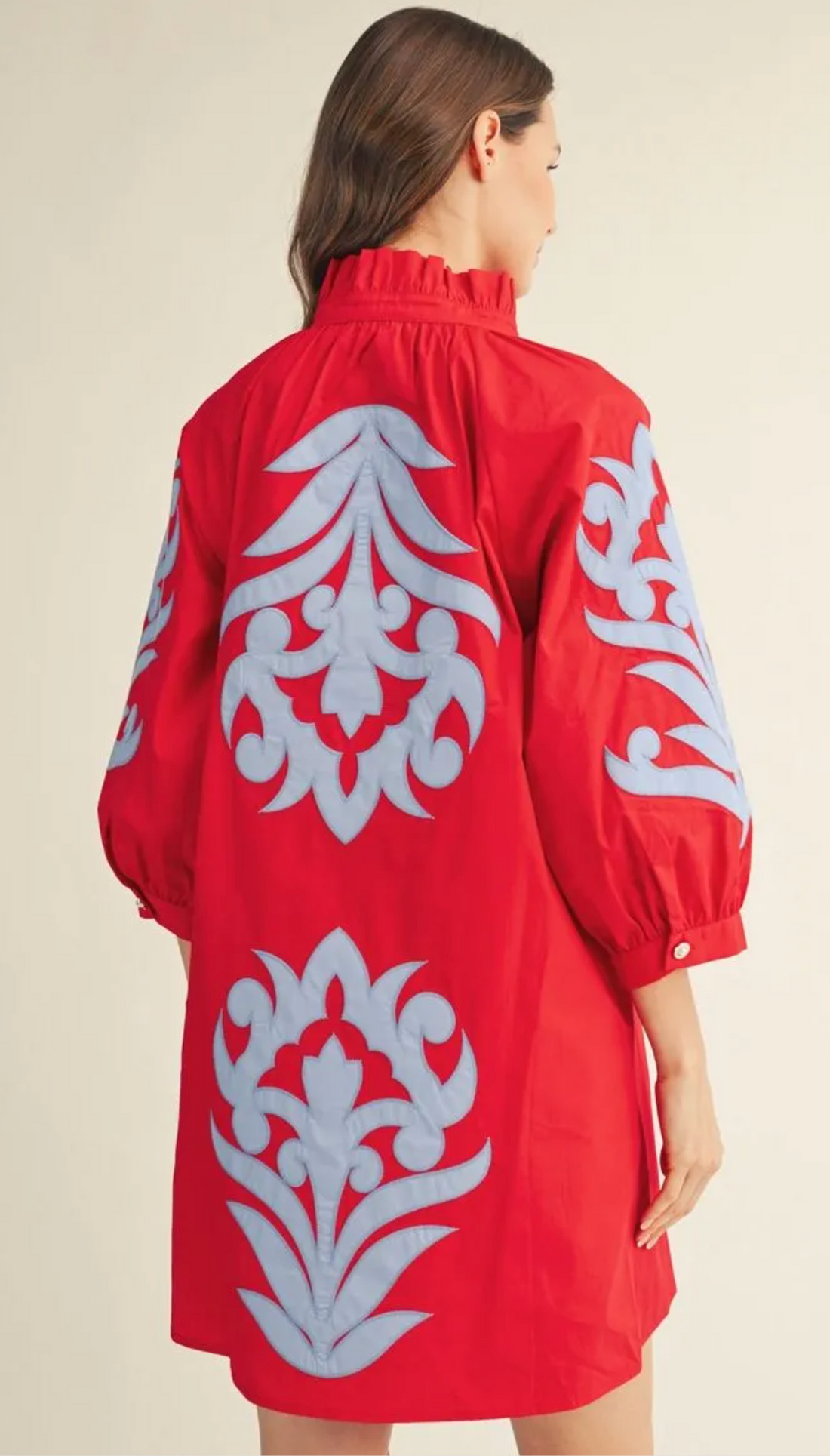 Game Day Baroque Floral Applique Dress