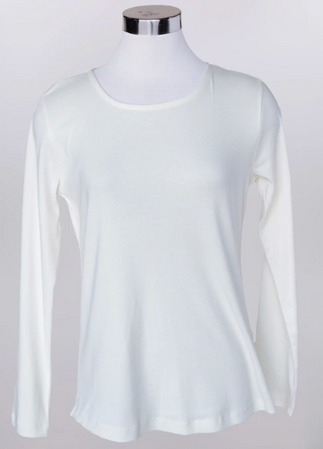 Solid Ivory Round Neck Basic Top