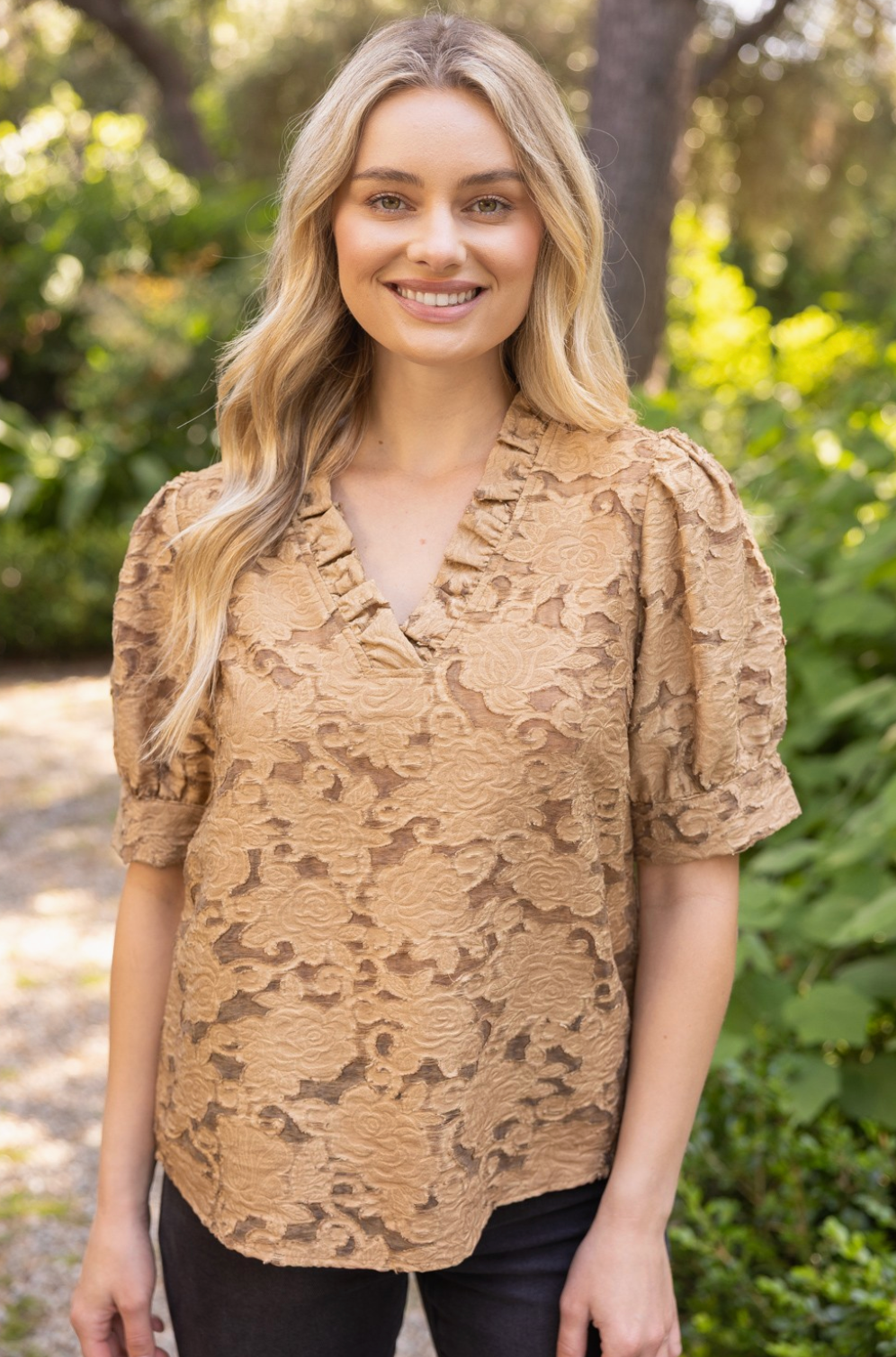 Charming Textured Floral Top