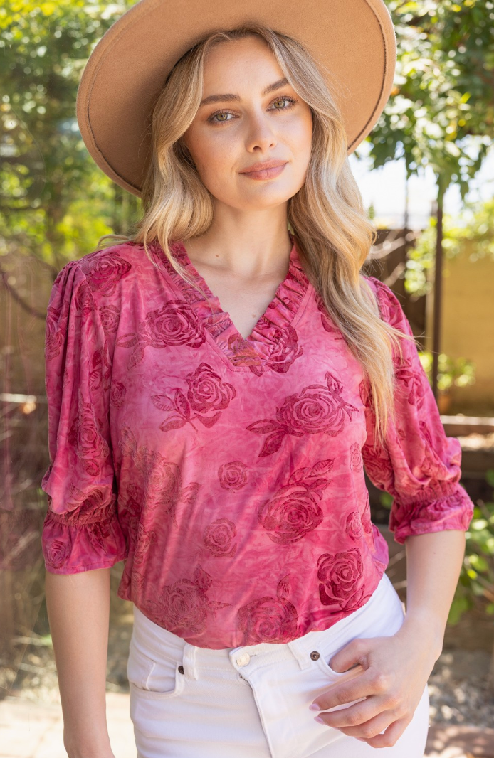 Beautiful Burnout Textured Blouse