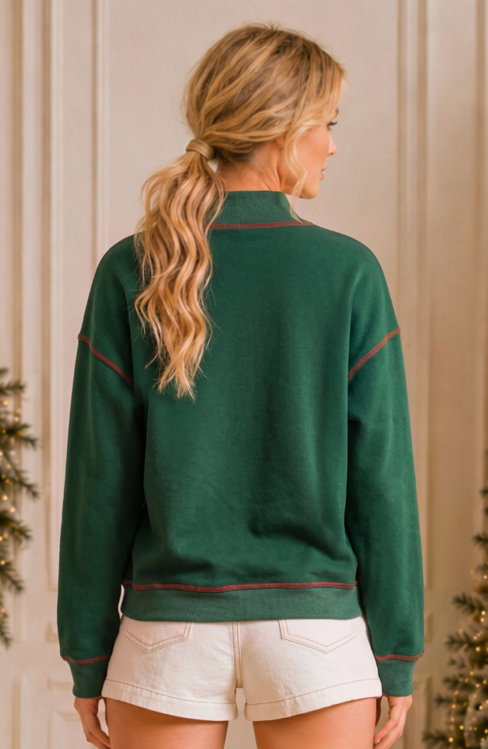 Merry Plaid Patch Holiday Sweatshirt
