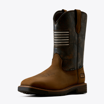 Ariat Activator Patriot Waterproof Wide Square Toe Steel Toe Work Boot #10080349