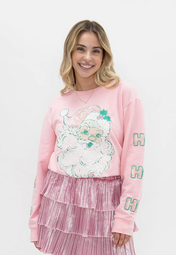 "HO HO HO" Santa Sequin Sweatshirt