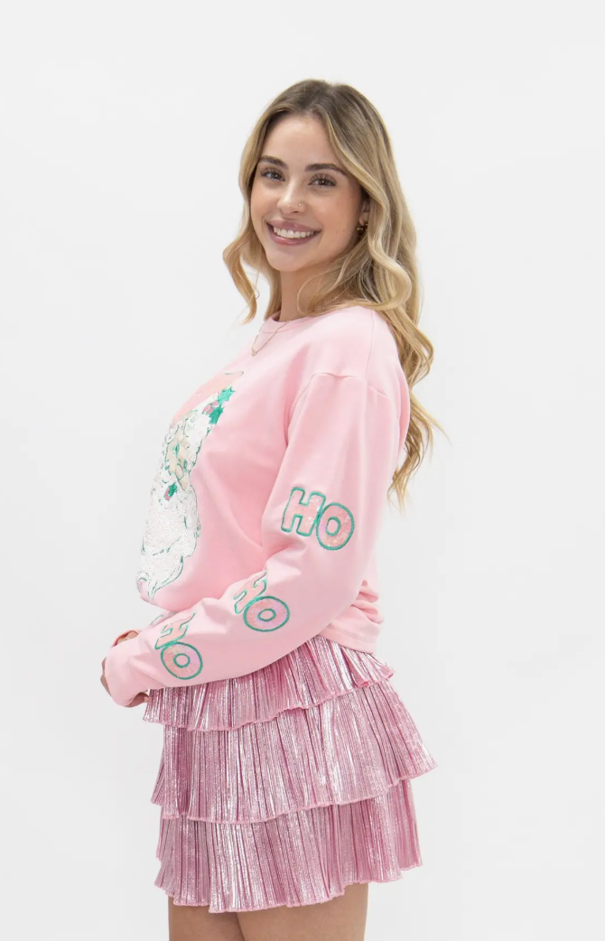 "HO HO HO" Santa Sequin Sweatshirt