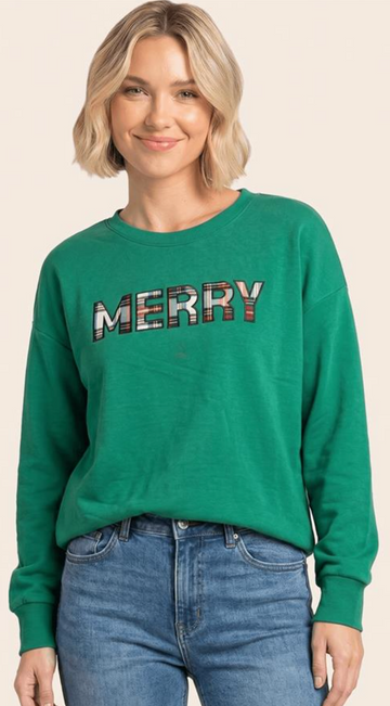 "Merry" Plaid Christmas Sweatshirt