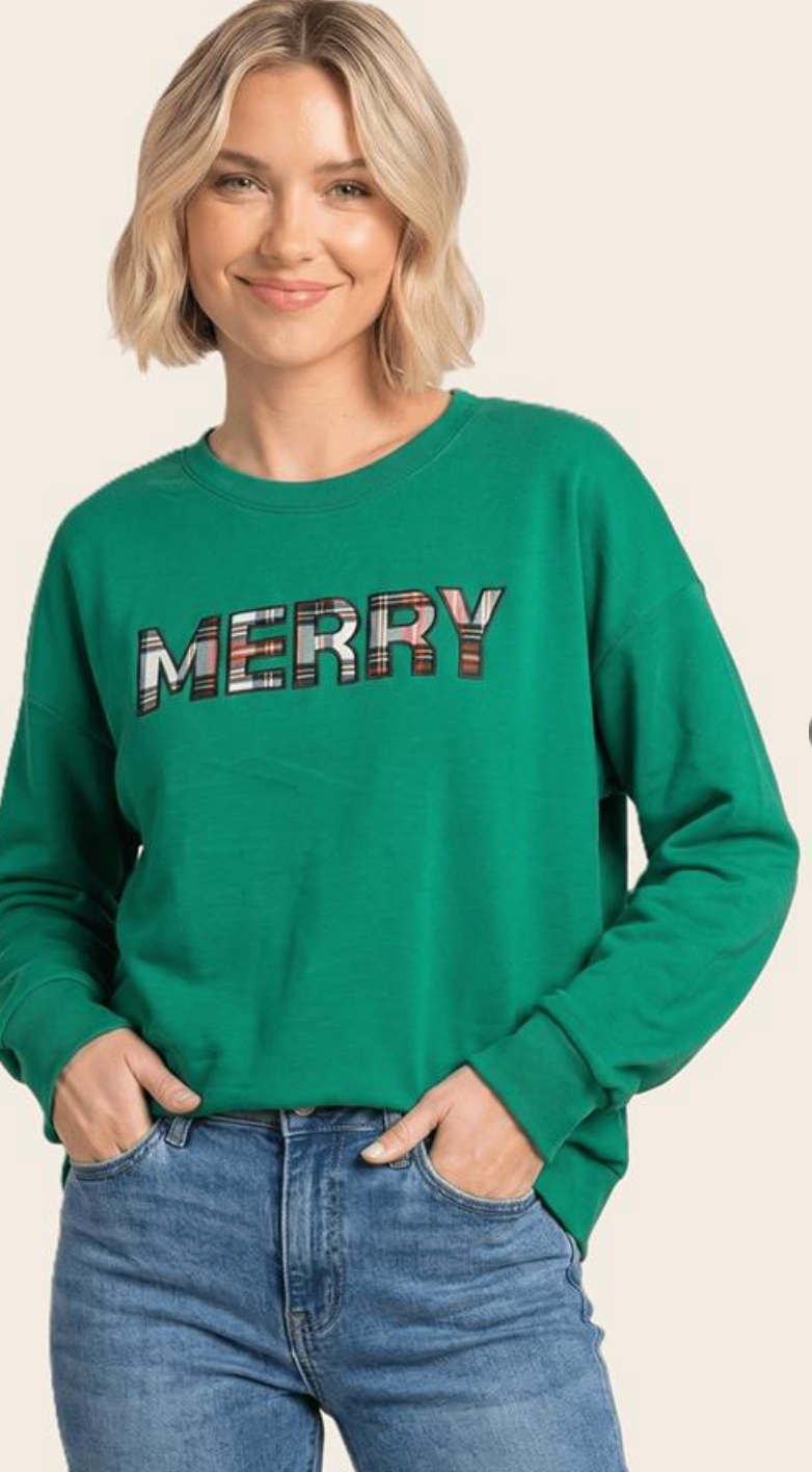 "Merry" Plaid Christmas Sweatshirt