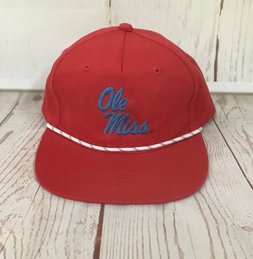 Ole Miss Stacked Rope Cap - Red