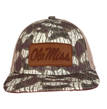 Ole Miss Script Leather Patch 6P Hat