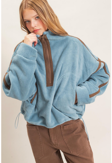 Cozy Contrast Fleece Pullover