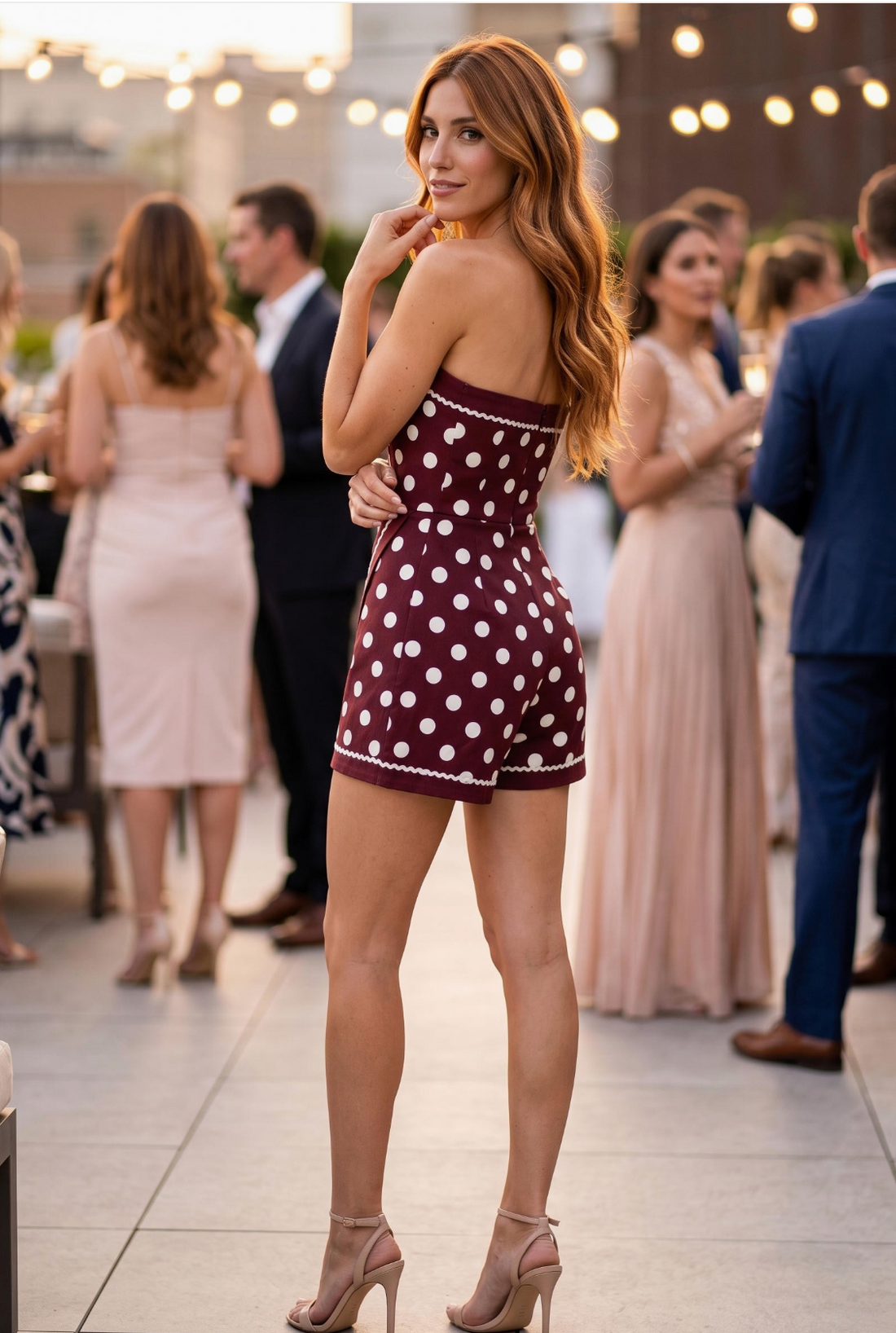 Game Day Polka Dot Strapless Skort Romper