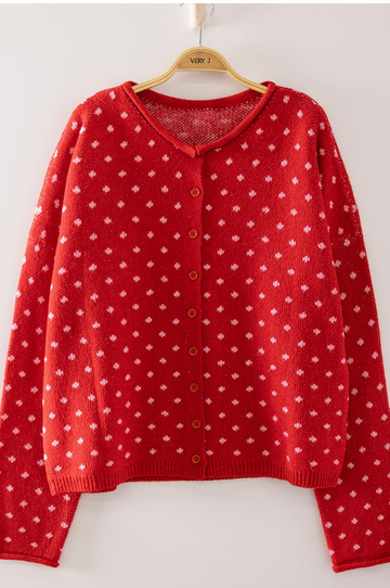 Playful Touch Dot Knit Cardigan