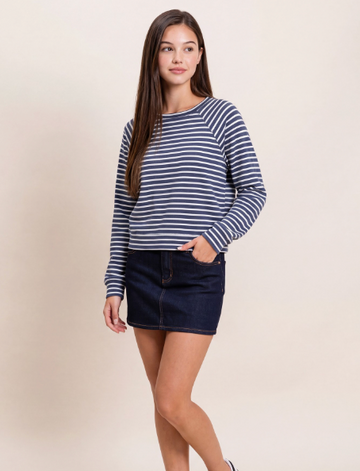 Striped Waffle Knit Raglan Top