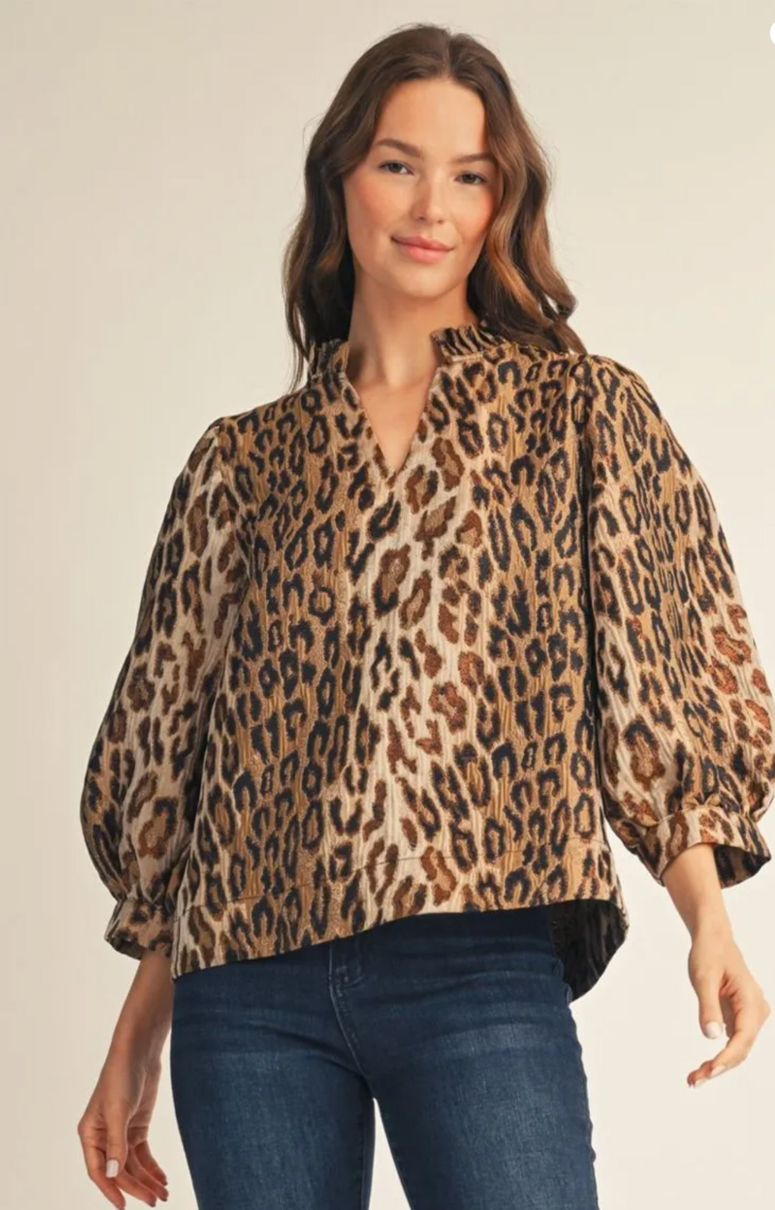 Playful Bubble Sleeve Leopard Top