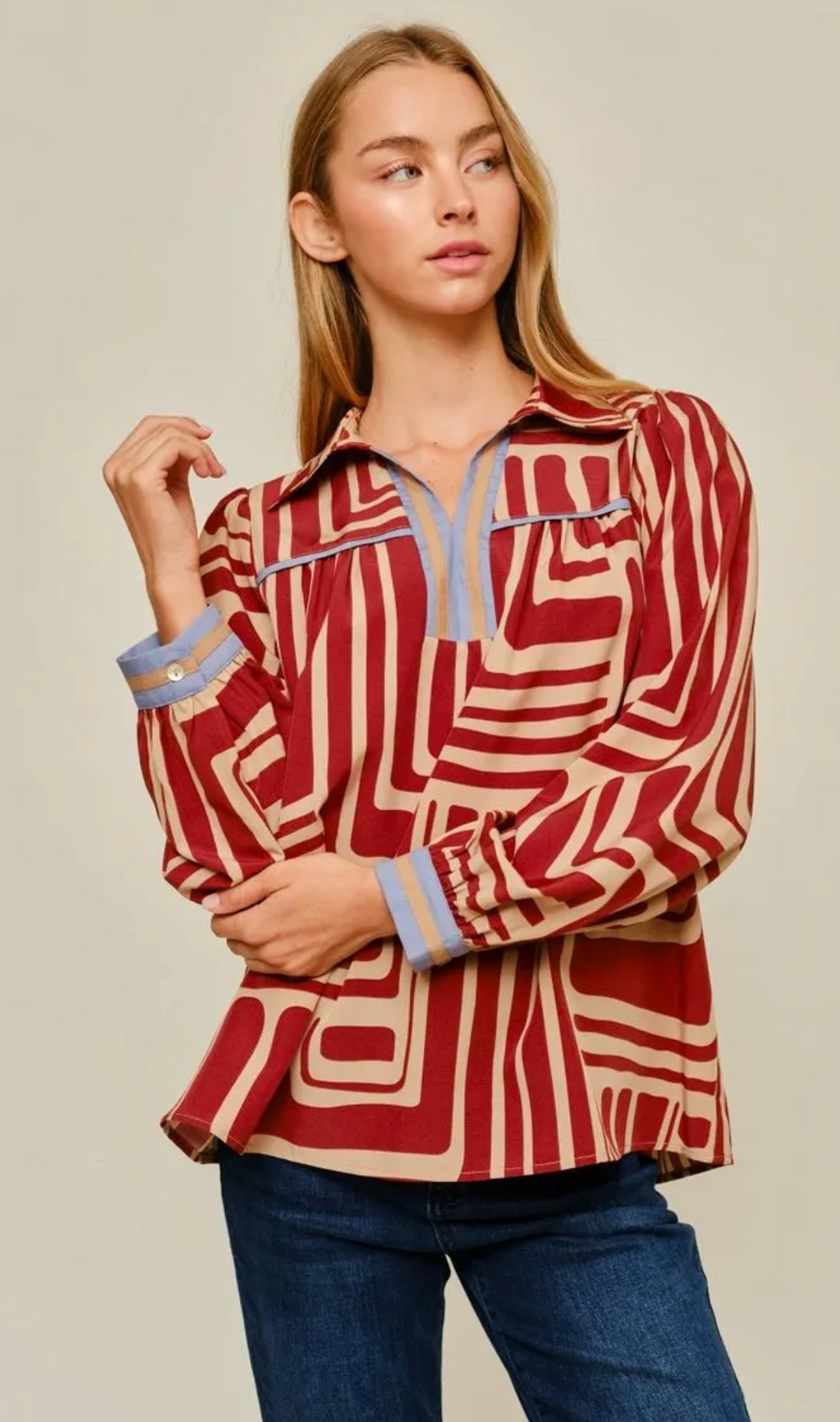 Striking Contrast Blouse
