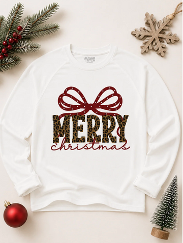 Merry Christmas Rhinestone Bow Shirt