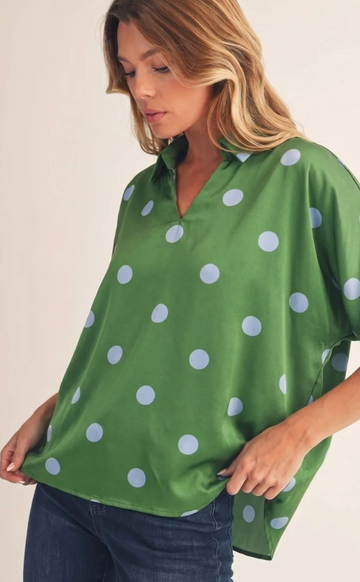 Elegant Satin Polka Dot Blouse