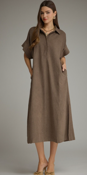 Simply Elegant Collared Shirt Dress