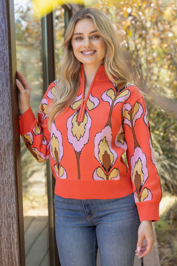 Colorful Bold Print Sweater