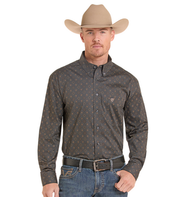 Men's Medallion Print Button Down Shirt
