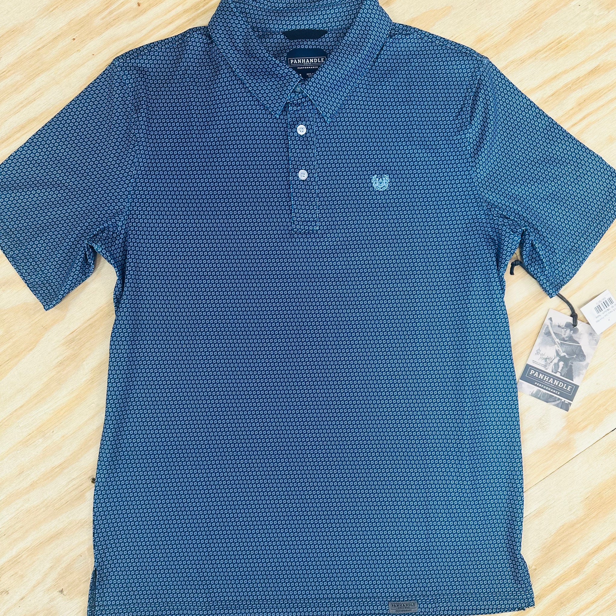 Men's S/S Navy Geo Print Polo