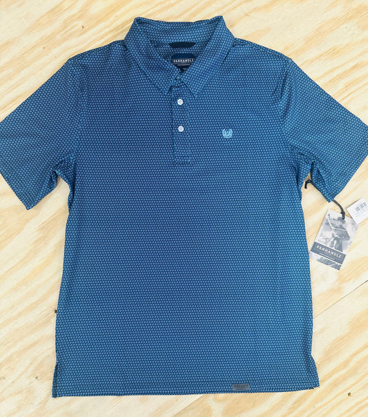 Men's S/S Navy Geo Print Polo