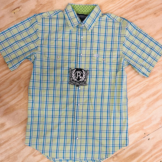 Rock & Roll Denim Mens S/S Plaid Pearl Snap