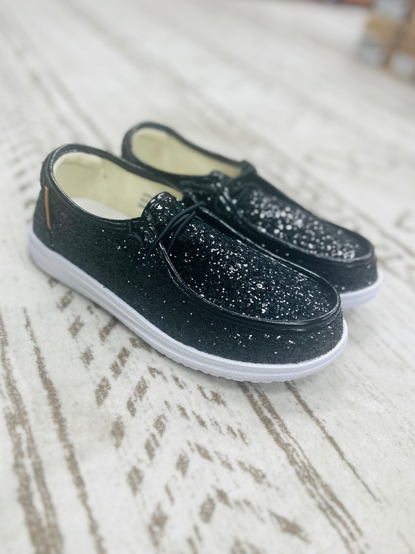 Kayak in Black Glitter by Corkys