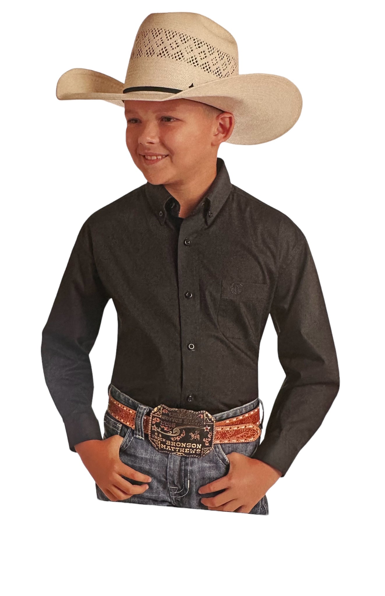 Boys L/S Solid Button Down Shirt