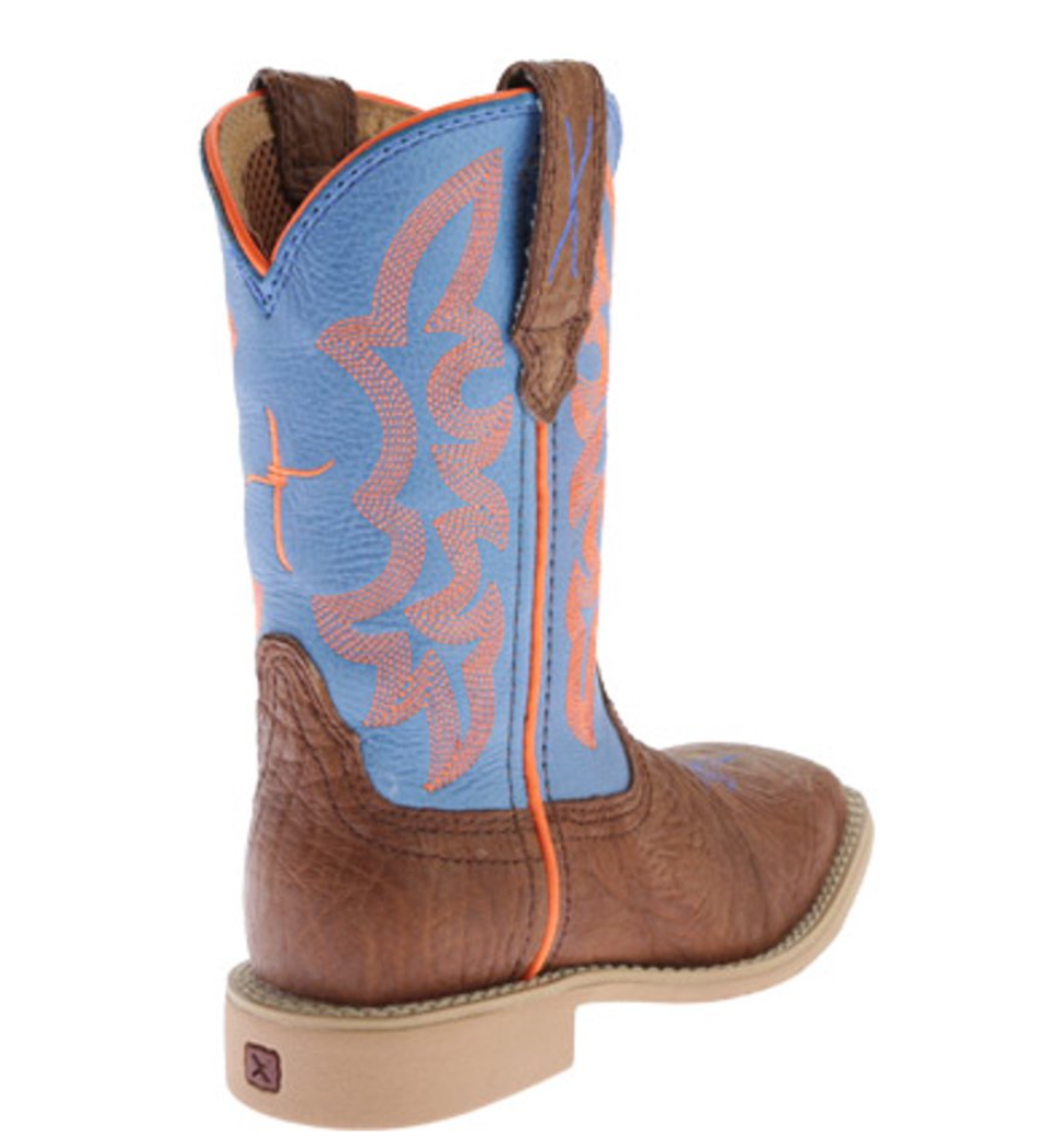 Twisted X - YHY0001 - Kid’s Hooey Boot - Cognac Shoulder/Neon Blue