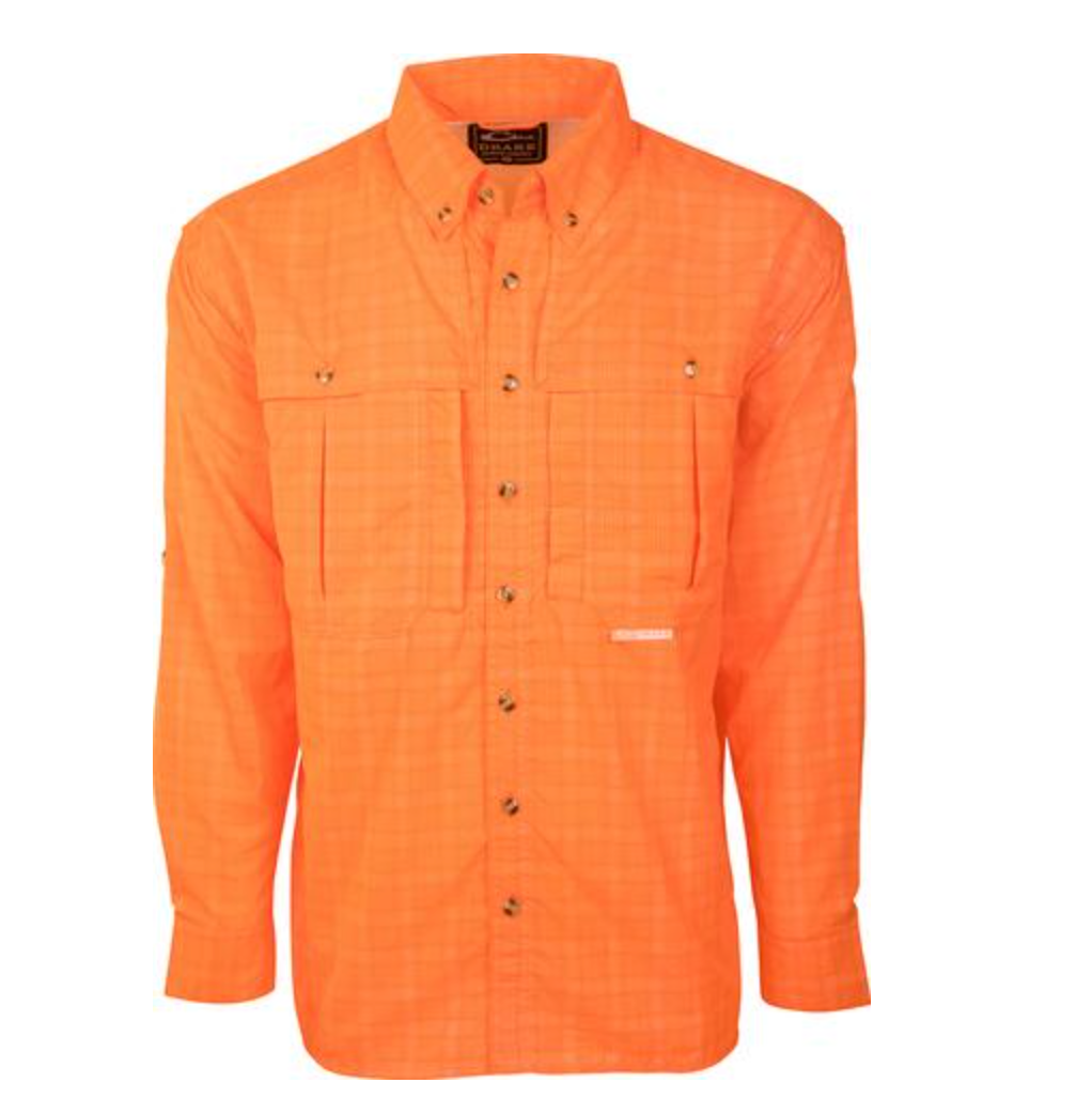 Drake - DW2651-TGR - Wingshooter's Plaid Sun Shirt L/S - TANGERINE