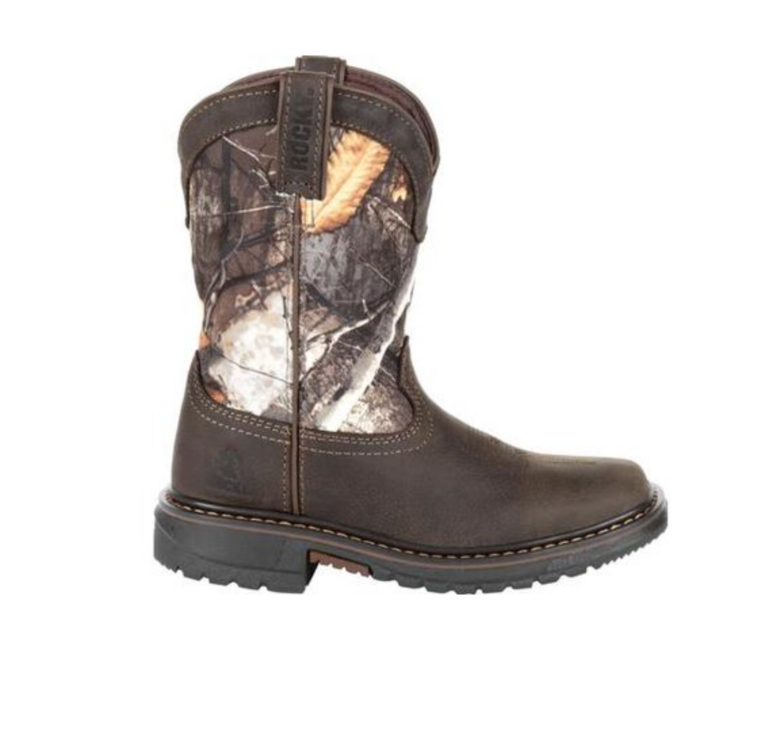 Rocky- RKW0258- KIDS' RIDE FLX WATERPROOF WESTERN BOOT- REALTREE CAMO