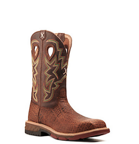 Twisted X- MXBN001- Men's Nano Tan Elephant Print with CellStretch Wide Square Steel Toe Work Boot