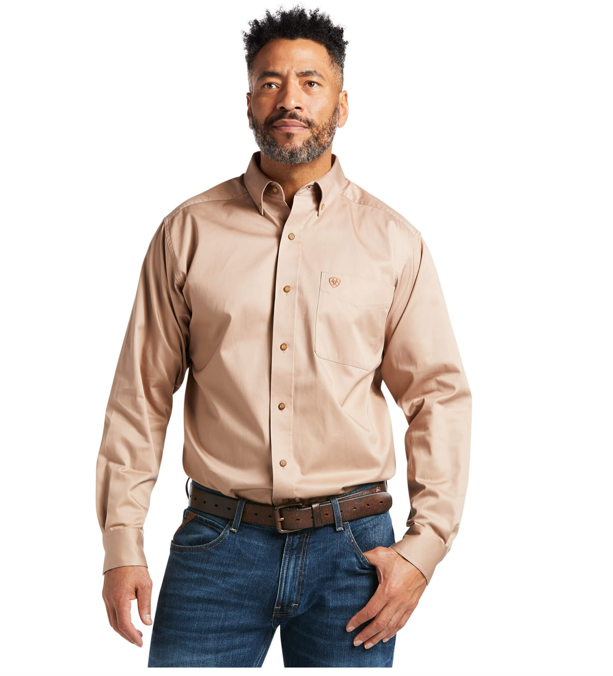 Ariat - 10000505- Men's Solid Twill Classic Fit Shirt- Khaki