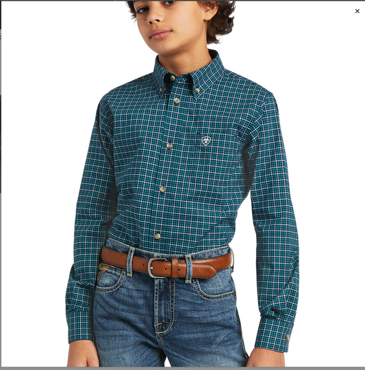 Ariat - 10039568- Boy's Pro Series Declan Stretch Classic Fit Shirt- Deep Pacific