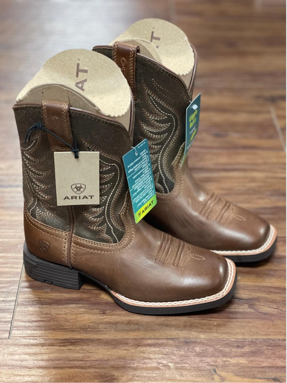 Ariat - 10040332- Youth Amos Boots- Sorrel Crunch/Army Green